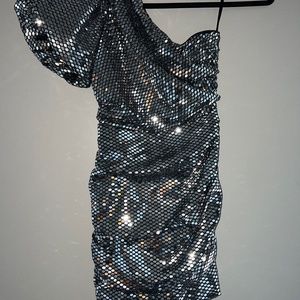 Divina Ruched One Shoulder Sequin Dress